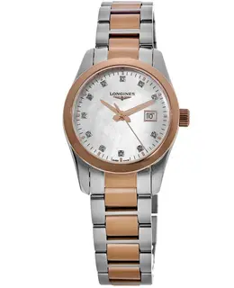 Longines Conquest Classic Mother of Pearl Dial Stainless Steel and Rose Gold PVD Women's Watch l2.286.3.87.7