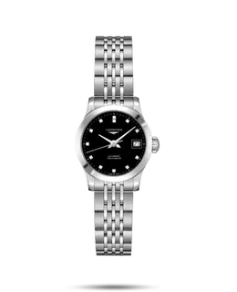 Longines Record Black Diamond Dial Stainless Steel Women's Watch l2.320.4.57.6