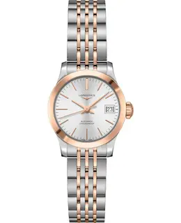 Longines Record Silver Dial Stainless Steel and Rose Gold Women's Watch l2.320.5.72.7