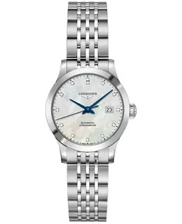 Longines Record Mother of Pearl Dial Diamond Stainless Steel Women's Watch l2.321.4.87.6
