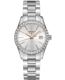 Longines Conquest Classic Silver Dial Diamond Stainless Steel Women's Watch l2.386.0.72.6