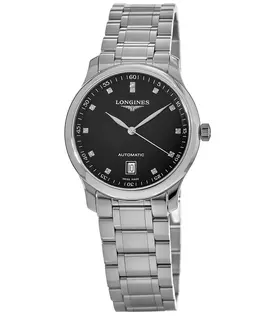 Authentic Longines Master Collection L2 6284576 Women's Watch, Black Dial with Diamond Markers & Silver Hands