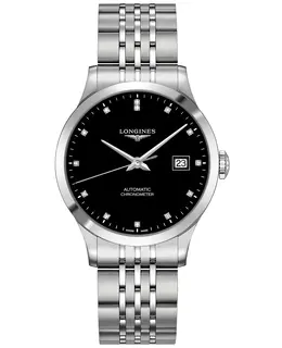 Longines Record Black Diamond Dial Stainless Steel Men's Watch l2.820.4.57.6
