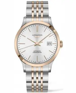 Longines Record Silver Dial Stainless Steel and Rose Gold Men's Watch l2.821.5.72.7