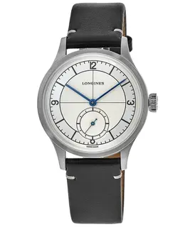Longines Heritage Classic L28284730/L2.828.4.73.0 Silver Dial Black Leather Strap Men's Watch