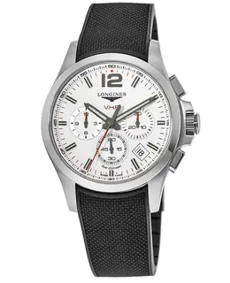 Authentic Longines Conquest V.H.P., Model L3.717.4.76.9, Stainless Steel Case with Black Rubber Strap