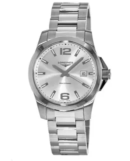 Brand New Authentic Longines Conquest Quartz Silver Dial Men's Watch, Model L3.759.4.76.6