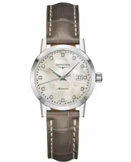 Longines The Longines 1832 Beige Mother of Pearl Dial Leather Strap Women's Watch l4.325.4.87.2