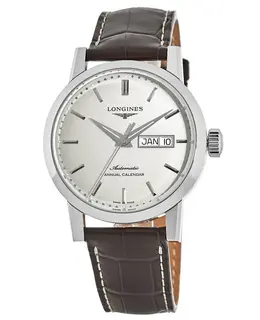 Longines Heritage L4.827.4.92.2: Beige Dial Brown Leather Alligator Strap Automatic Mens Watch