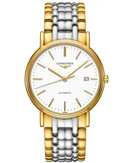 Longines Presence Automatic White Dial Stainless Steel PVD Yellow Gold Men's Watch Model: L4.921.2.12.7
