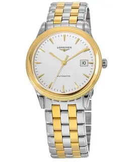 Longines Flagship Automatic White Dial Yellow Gold Plated and Stainless Steel Unisex Watch l4.984.3.22.7