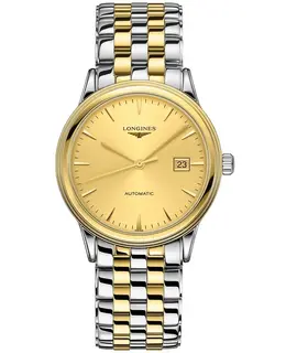 Longines Flagship Automatic Champagne Dial Yellow Gold Plated and Stainless Steel Unisex Watch l4.984.3.32.7