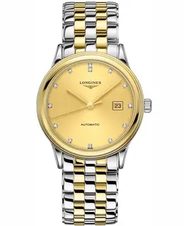 Longines Flagship Automatic - Champagne Diamond Dial with Yellow Gold Plated and Stainless Steel Bracelet Model L4.984.3.37.7