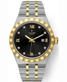 Tudor Royal Black Diamond Dial Stainless Steel and Yellow Gold Unisex Watch Model m28303-0005