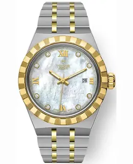 Tudor Royal Mother of Pearl Diamond Dial Stainless Steel and Yellow Gold Unisex Watch Model M28303-0007