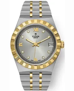 Tudor Royal Silver Diamond Dial Stainless Steel Yellow Gold Watch Model M28403-0002
