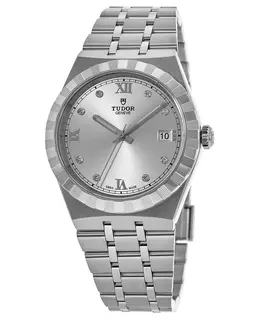 Brand New Authentic Tudor Royal Silver Diamond Dial Stainless Steel Unisex Watch - Model M28500-0002