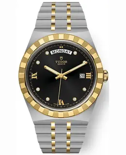 Tudor Royal Black Diamond Dial Stainless Steel Yellow Gold Unisex Watch Model M28603-0005