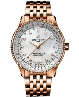 Authentic Breitling Navitimer Automatic 35 Mother of Pearl Dial Diamond Rose Gold Women's Watch r17395211a1r1