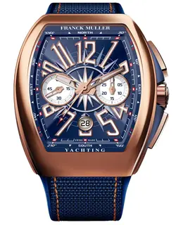 Franck Muller Vanguard Yachting V45 CC YACHT 5N BL Blue Dial Fabric Strap Men's Watch