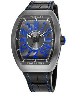 Franck Muller Vanguard Crazy Hours Blue Titanium Case Leather Strap Unisex Watch Model V 45 CH TT BR (BL)