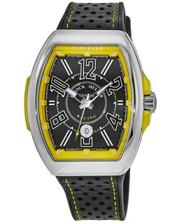 Brand New Franck Muller Vanguard Racing Black Yellow Dial Rubber Strap Men's Watch v 45 sc dt rcg ac ja