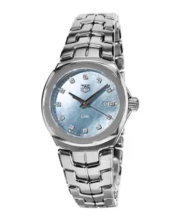 Tag Heuer Link Quartz 32mm Grey Mother of Pearl Diamond Dial Women's Watch wbc1313.ba0600