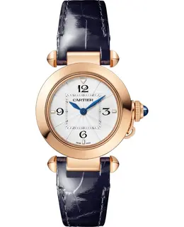 Cartier Pasha De Cartier Women's Watch Model WGPA0018, Rose Gold Case, Opaline Dial, Blue and Navy Grey Alligator Leather Straps