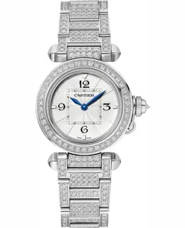 WJPA0019 Women's Cartier Pasha De Cartier White Gold Diamond Watch with Opaline Dial