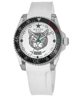 Gucci Dive Watch White Tiger Dial ya136329