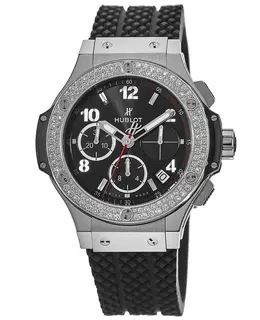 Hublot Big Bang 41mm Black Dial Diamond Bezel Rubber Strap Men's Watch 341.sx.130.rx.114
