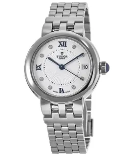 Authentic Tudor Clair De Rose White Dial Stainless Steel Women's Watch Model M35800-0004