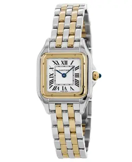 Authentic Cartier Panthere de Cartier W2PN0006 - Small Yellow Gold & Stainless Steel Silver Dial Women's Watch