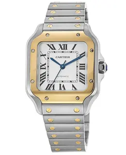Cartier Santos De Cartier Medium Yellow Gold and Stainless Steel Men's Watch w2sa0016