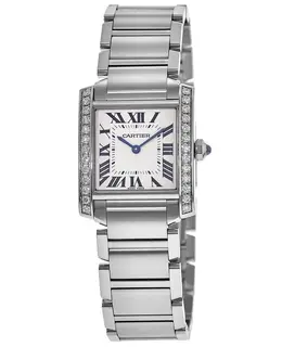 Brand New Authentic Cartier Tank Francaise Medium Diamond Stainless Steel Women's Watch w4ta0009