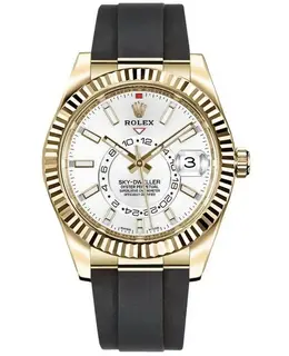 Rolex Sky-Dweller M326238-0006 - Yellow Gold 42mm White Dial Rubber Strap Men's Watch