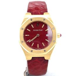 Pre-owned Audemars Piguet Royal Oak Lady Quartz Red Dial Ladies Watch 77151st