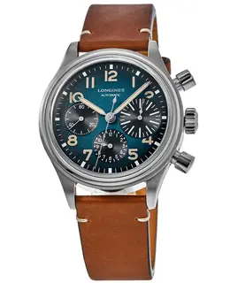 Longines Heritage Avigation Big Eye Petroleum Dial Leather Strap Men's Watch l2.816.1.93.2