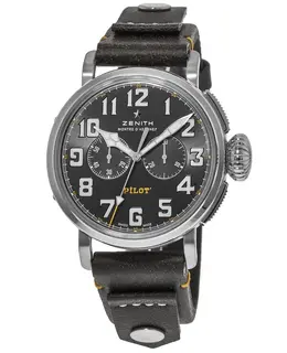 Zenith Pilot Type 20 Chronograph Vintage Leather Strap Men's Watch 03.2434.4069/20.i010