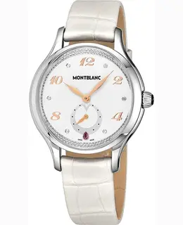 Montblanc Princess Grace De Monaco White Dial Diamond Leather Strap Women's Watch 106499