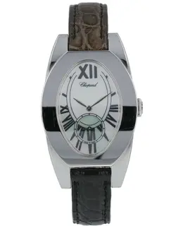 Chopard Womans Classique 18K White Gold Leather Strap Women's Watch 127482-1001
