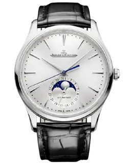 Jaeger LeCoultre Master Ultra Thin Moon Silver Dial Leather Strap Men's Watch 1368430