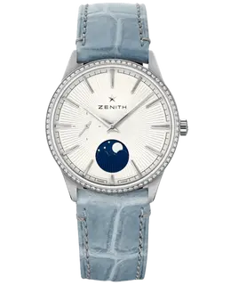 Zenith Elite Lady Moonphase Silver Dial Diamond Leather Strap Women's Watch 16.3200.692/01.c832