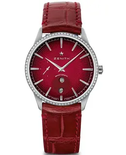 Zenith Elite Lady Moonphase Romeo Y Julieta Limited Edition Red Dial Diamond Red Leather Strap Women's Watch 16.3201.692/04.c834