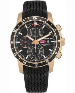 Chopard Mille Miglia Mechanical Chronograph Black Dial Rose Gold Rubber Strap Men's Watch 161288-5001