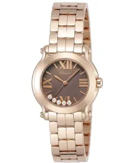 Chopard Happy Sport 30mm Brown Diamond Dial 18K Rose Gold Women's Watch 274189-5004