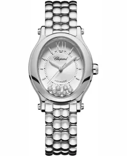Chopard Happy Sport Oval 7 Floating Diamonds Silver Dial Steel Women's Watch 278602-3002