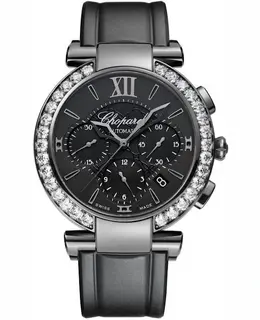 Chopard Imperiale Automatic Chronograph 40mm Black Dial Diamond Rubber Women's Watch 388549-3008