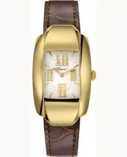 Chopard La Strada White Dial 18K Yellow Gold Leather Strap Women's Watch 419255-0001