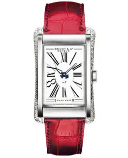 Bedat No. 7 Red Leather Strap and Diamond Case Men's Watch 788.030.101